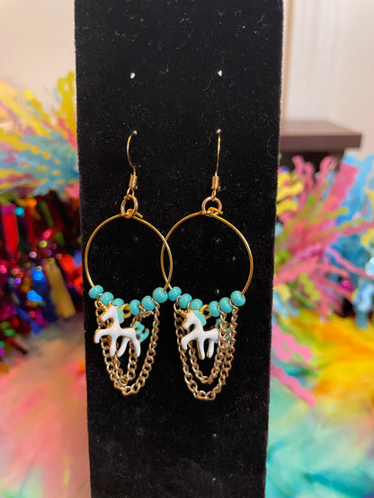 Blue Unicorn Earrings