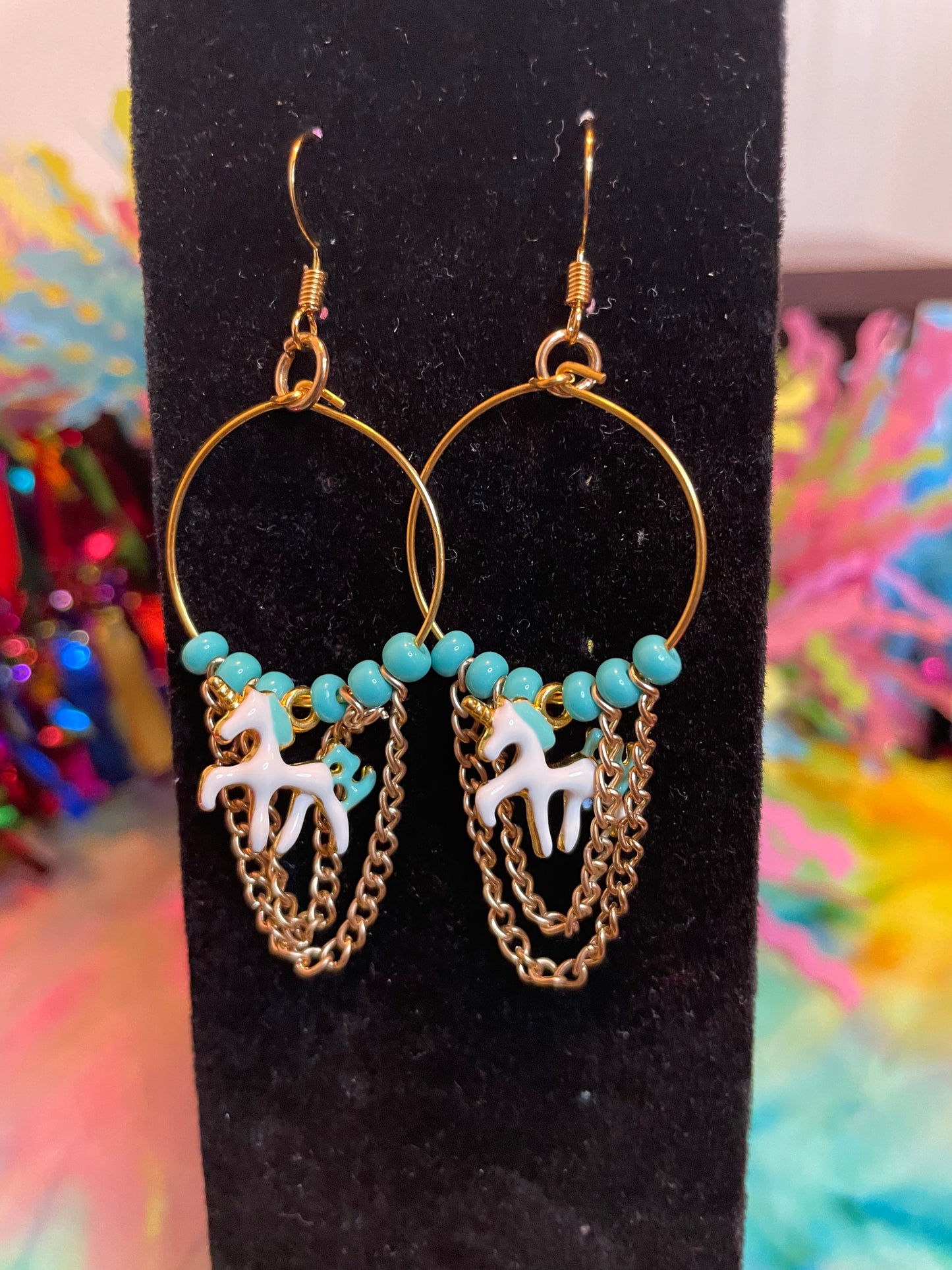 Blue Unicorn Earrings